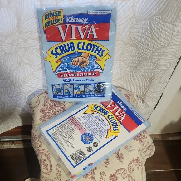 Vintage Kleenex Viva Scrub Cloths Two 6 Pack - 1996 NOS Sealed - Picture 2 of 7